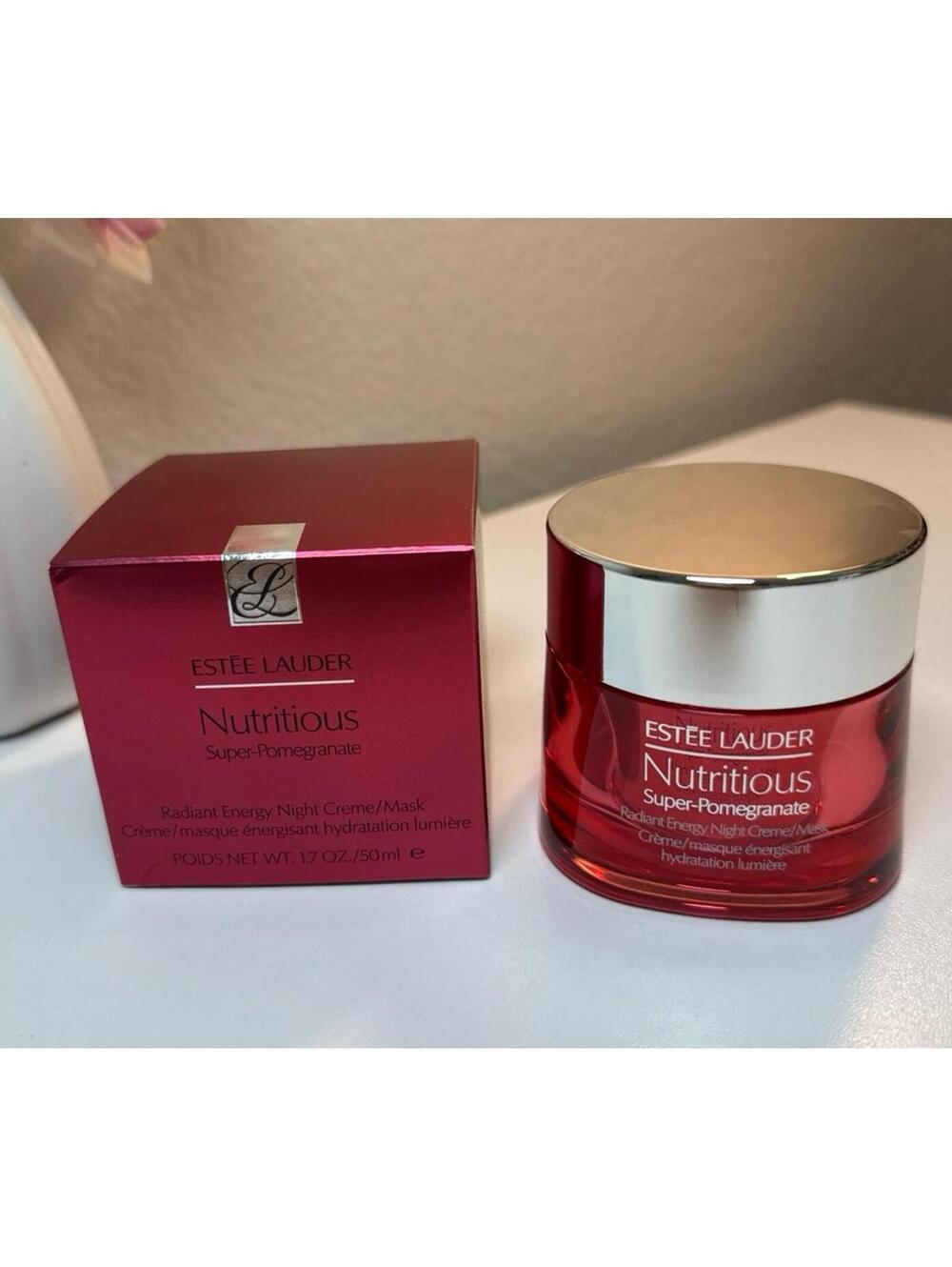 ESTEE Lauder Nutritious Super Pomegranate Radiant Energy Night Creme/Mask 1.7oz